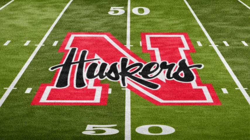 big nebraska N and huskers painted in middle of field
